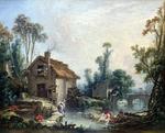 欧洲12-19世纪油画二_BOUCHER, Francois - Landscape with a Watermill